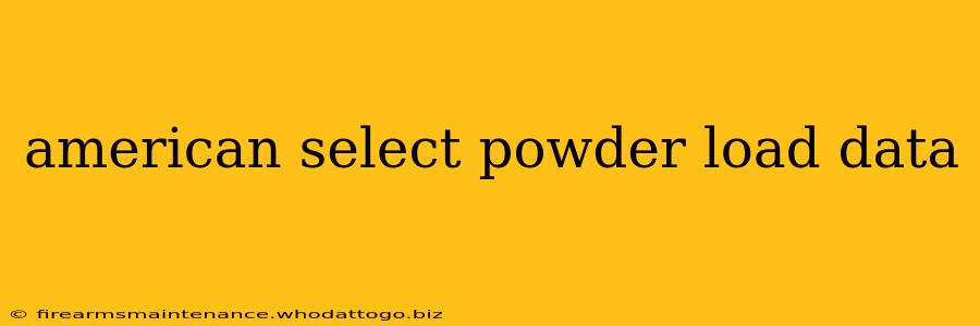 american select powder load data